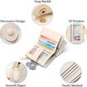 GAEKEAO Small Wallet for Women Slim Bifold Leather RFID Blocking Credit Card Holder Wallets Zipper Pocket Coin Purse with ID Window (White)