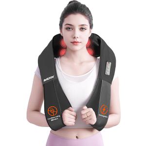 AMZPONY Cordless Neck Massager for Pain Relief Deep Tissue, Rechargeable Shiatsu Neck and Back Massager Portable Kneading Shoulder Massage for Body Muscle Pain Relief,Gifts for Dad Mom Friends (Black)