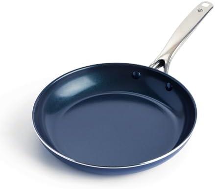 Blue Diamond 10" Nonstick Frying Pan Skillet, Diamond Infused PFAS & PTFE-Free Ceramic Pot, Dishwasher & Oven Safe, Stay Cool Handle, Durable Non Toxic Metal Utensil Safe, Egg & Omelet Pan, Black