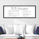 YWMZYKJGS The 10 Commandments Bible Verse Wall Art Decor 40"15" Christian Ten commandments God Jesus Prayer Religious Saying Sign Rustic Inspirational Catholic Scripture Wood Framed Hanging (Black)