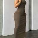 Nimsruc Women Summer Sexy Bodycon Maxi Dress Casual Long Dresses (Brown, L)