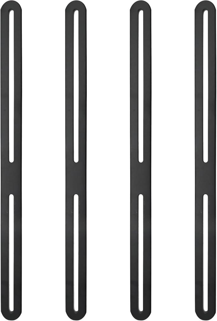 4Pcs Stainless Steel Flat Mending Plates, Flat Support Bracket Repair Plate Repair, Repair Fixing Bracket Connector for Furniture Shelf Bed Table (Black) (Black 13.19x0.94x0.12'')