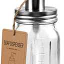 Amolliar Mason Jar Soap Dispensers, Rustproof Stainless Steel Lid &Pump, Refillable Wash Hand Soap for Bathroom,Kitchen-Ideal for Dish Soap,Liquid Soap, Lotions,Waterproof Stickers,16OZ Brushed Nickel