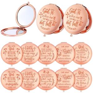 Huwena 12 Pcs Christian Gifts Mirror for Women Bulk Bible Verse Makeup Folding Compact Pocket Mirror Inspirational Religious Gift for Mother's Day Coworker Teacher Employee Travel Church Party Favors