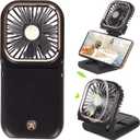 FADACHY Portable Fan,Rechargeable Personal Fan, 3000mAh Battery Operated Cooling 3 in 1 Electric Fan for Travel Camping, Black