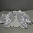 Belle Poque Women Long Sleeve Bolero Shrug Open Front Satin Jacket Ruffled Shrugs for Evening Dresses Formal (X-Large, White)