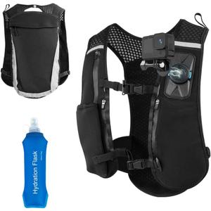 SUREWO Running Hydration Vest Backpack with Magnetic Backpack Shoulder Strap Mount Compatible with Gopro Hero 13/12/11/10/9/8/7 Black,DJI Osmo Action 5 pro/4/3 and More