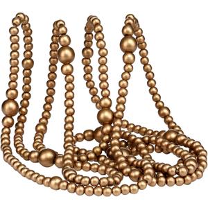 12 Feet Christmas Wooden Beads Garland Round Craft Farmhouse Vintage Wood Bead Garlands for Xmas Decoration Supplies(Gold)
