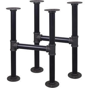 16'' Hight H-Shape Industrial Table Leg Set, Grey Steel Metal Pipes Vintage Furniture for Coffee and End Table Legs