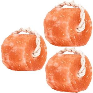 Himalayan Pink Salt Lick Pack of 3 (6lbs Each Block)- Mineral Salt Block on Rope 100% Organic Pink Salt Block for Horses Deer and Live Stock. Deer Attractant for Deer Hunting