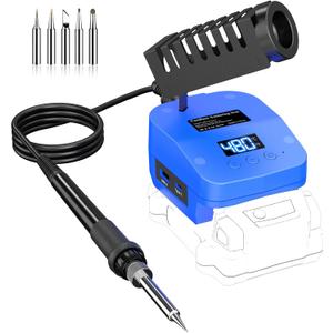 Cordless Soldering Iron for Kobalt 24V Battery,60W Portable Electric Soldering Station With USB &Type C, Adjustable Solder Iron Kit Tool for DIY,Appliance Repair,Wire Welding(NO Battery)
