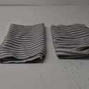 jinchan Linen Kitchen Curtains 36 Inch Length Striped Tier Curtains Ticking Stripe Small Drapes for Living Room Bathroom Cafe Small Window Farmhouse Rustic Pinstripe Rod Pocket 2 Panels Black
