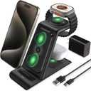 HATALKIN 3 in 1 Wireless Charging Station Compatible for Apple Products Multiple Devices Charger for Apple Watch ultra 10 9 8 7 SE 6 5 AirPods Pro iPhone 16 15 14 13 12 Pro Max/X/XS Fast Charger Stand