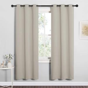 NICETOWN Blackout Curtains for Bedroom, 72 inches Long Curtains & Drapes for Living Room, Thermal Insulated Window Treatment Draperies for Nursery (Natural, 34" by 72")