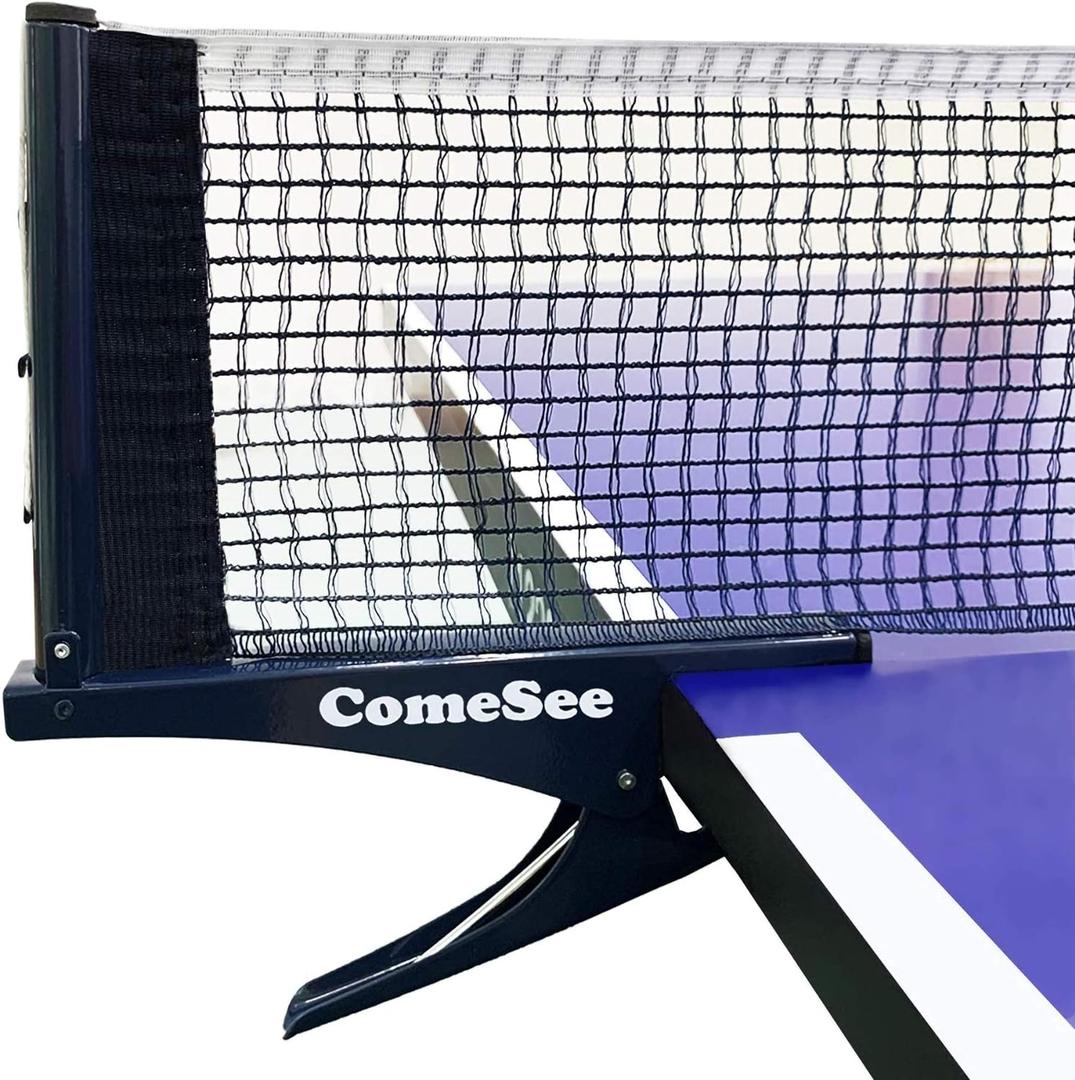 Comesee Kioos Collapsible Table Tennis Net Professional Steel Pingpong Net Clip Grip Mesh Training Competition Portable Tension Adjustable Post (Navy)