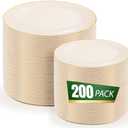 bUCLA 200PCS Ivory Plastic Plates with Gold Rim - Heavy Duty Cream Disposable Include 100 Dinner 10 inch & 100 Dessert 7 inch Plates, Ideal for Party & Wedding