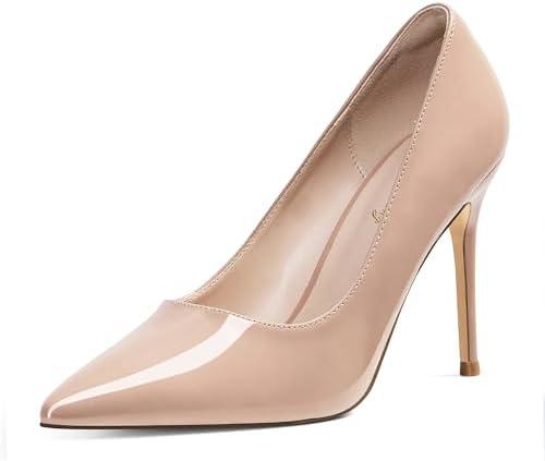 Elisabet Tang Women's High Heels Pumps Closed Pointed Toe Stiletto 4inch Heels Classic Office Special Dressy Wedding Pump Shoes, 7.5 Size