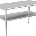 Stainless Steel Table for Prep & Work, 30x60 Inches, NSF Metal Commercial Heavy Duty Table with Adjustable Under Shelf and Foot for Restaurant, Home and Hotel