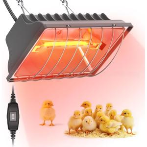 250W Brooder Heater for Chicks, Chicken Coop Heating Lamp Brooder, 7.86ft Cord UL Passed Heating Plate & Heat Lamp with Adjustable Hanging Height for Livestock Supplies Indoor Warmer (Gray)