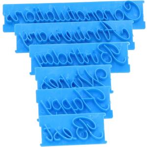 AUNMAS 6Pcs Cake Words Stamp, Happy Birthday Best Wishes Congratuation Anniversary Handwritten Letter Cutter Set for DIY Cake Cookies Pastry, Printed Stamp Bakery Supplies for Cake