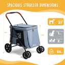 CANINE CANYON Scout Pet Stroller, Heavy Duty Dog Stroller for Large & Medium Dogs, Foldable Pet Stroller for 2 Dogs with All-Terrain Wheels, Storage Pocket & Cup Holder, 55 lbs Capacity, Grey