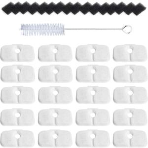 20 Pack Fountain Replacement Filters & 20 Pack Pre-Filter Sponges and a Cleaning Brush for PETLIBRO Dockstream Cat Water Fountain PLWF005, PLWF105, PLWF115.