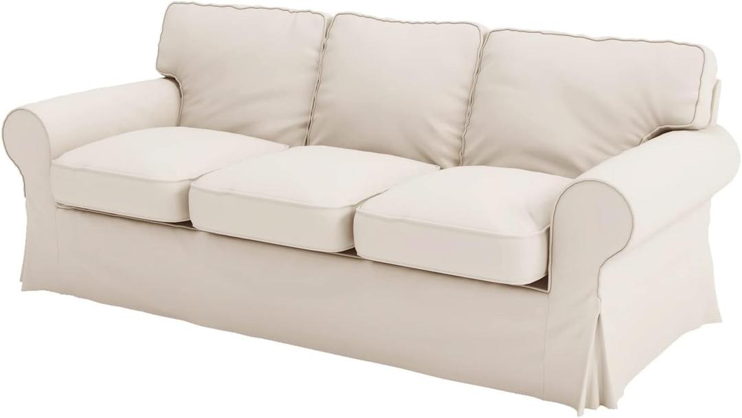 The Heavy Duty Polyester Ektorp 3.5 Seat Width: 98" (Not Regular 3 Seat) Sofa Cover Replacement is for IKEA Ektorp Three and Half Sofa Cover, an Ektorp Sofa Slipcover Replacement (Polyester Beige)