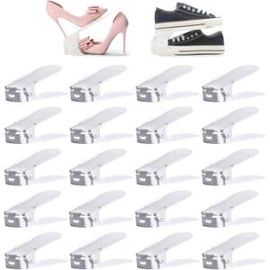 Shoe Slots Organizer 20 Pack- Shoe Stacker - Increase Space by 200%,4 Levels Adjustable Double Layer Stackable Shoe Rack,Storage Shoe Organizer Holder for Closet Organization (White)