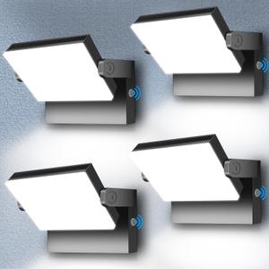 ledmo 150W LED Wall Pack Light Outdoor Dusk to Dawn LED Wall Pack Light Freely DIY Rotatable Modern 5000K Waterproof Black Security Floodlight Fixture for Shop House Area Barn4 Pack