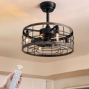 18 in Farmhouse Caged Ceiling Fan with Light & Remote - 6-Speed DC Motor (35dB Max), Sleep/Natural/Cooling Modes, 1/2/4H Timer, Reversible for Sloped/Flat Ceilings, 4xE12 Sockets