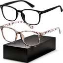Blue Light Blocking Glasses - Fashion Square Eyeglasses, Anti UV Ray Computer Gaming Glasses Blue Blockers for Women/Men (*C Black & Leopard)