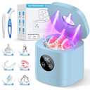 TEBAL Ultrasonic Retainer Cleaner Machine, Ultrasonic Denture Cleaner for Night Guards, Braces, Toothbrush Heads, Jewelry and More, Ultrasonic Cleaner with 250ML White-Grey