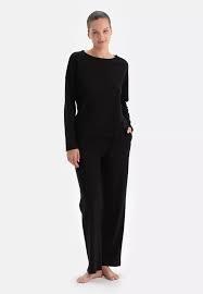 Black Long Sleeve Shirt and Black Stretch Pants, Large