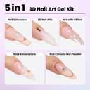 Beetles 3D Gel Nail Art Kit-1oz Clear Solid Builder Nail Gel,5 in 1 Non-Sticky Hand Sculpting Building 3D Nails for Beginner DIY Salon at Home,UV & LED Lamp Cured Needed,Crystal Orb