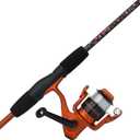 Shakespeare Amphibian Spinning Reel and 5'6" Fishing Rod Combo, Orange, Size 30 Reel, Right/Left Handle Position, 2-Piece Tubular Fiberglass Rod, Pre-Spooled ABS Spool, Oil Felt Drag System