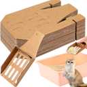 30 Pcs Disposable Cat Litter Scoops 8.3x3.3 Inch Portable Kitty Litter Scooper with Holder Shovel Cardboard Plastic Free Litter Scoop with Holes for Travel Cat Litter Box
