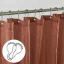 KOUFALL Boho Shower Curtain,Terracotta Rust Colored Linen Fabric Cloth Waterproof Western Bohemian Fall Shower Curtain Set with Hooks for Bathroom Decor