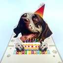 3D Pop-Up German Shorthaired Pointer Dog Birthday Card - Cute GSP Dog with Cake Celebration, Whimsical Happy Birthday Greeting for Dog Lovers - Shorthaired Pointer Dog 3D Birthday Pop Up Cards