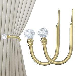 Hion Curtain Holdbacks Gold 2pcs, Curtain Tiebacks Wall Mounted Curtain Hooks Holders for Drapes