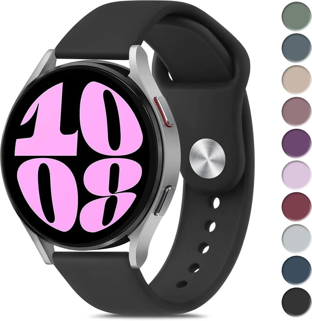 Meliya Bands Compatible with Samsung Galaxy Watch 6 40mm 44mm / Watch 6 Classic Band 43mm 47mm, 20mm Soft Silicone Sport Replacement Strap for Galaxy Watch 6 Band Women Men