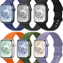 6 Pack Sport Band for Apple Watch Bands for Women Men 40mm 44mm 38mm 42mm 46mm 41mm 45mm 49mm,Soft Silicone Replacement Sport Strap Wristbands for iWatch Series 11 10 9 8 7 6 5 4 3/SE 2nd/Ultra 2/3