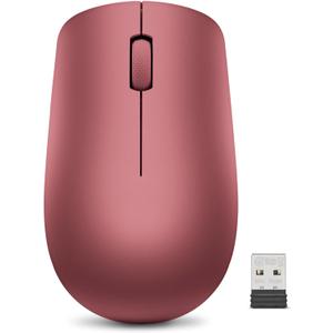 Lenovo 530 Full Size Wireless Computer Mouse for PC, Laptop, Computer with Windows - 2.4 GHz Nano USB Receiver - Ambidextrous Design - 12 Months Battery Life - Cherry Red