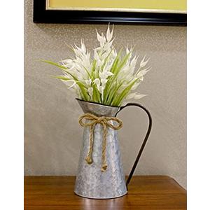Vintage Galvanized Flower Vase, Farmhouse Decorative Pitcher Vase, Rustic Metal Milk Jug for Home Decor…