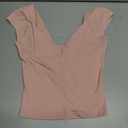 ForeFair Women Sexy Deep V Neck Backless Tank Top Slim Fit Summer Casual Y2k Crop Short Sleeve Top(Pink,S)