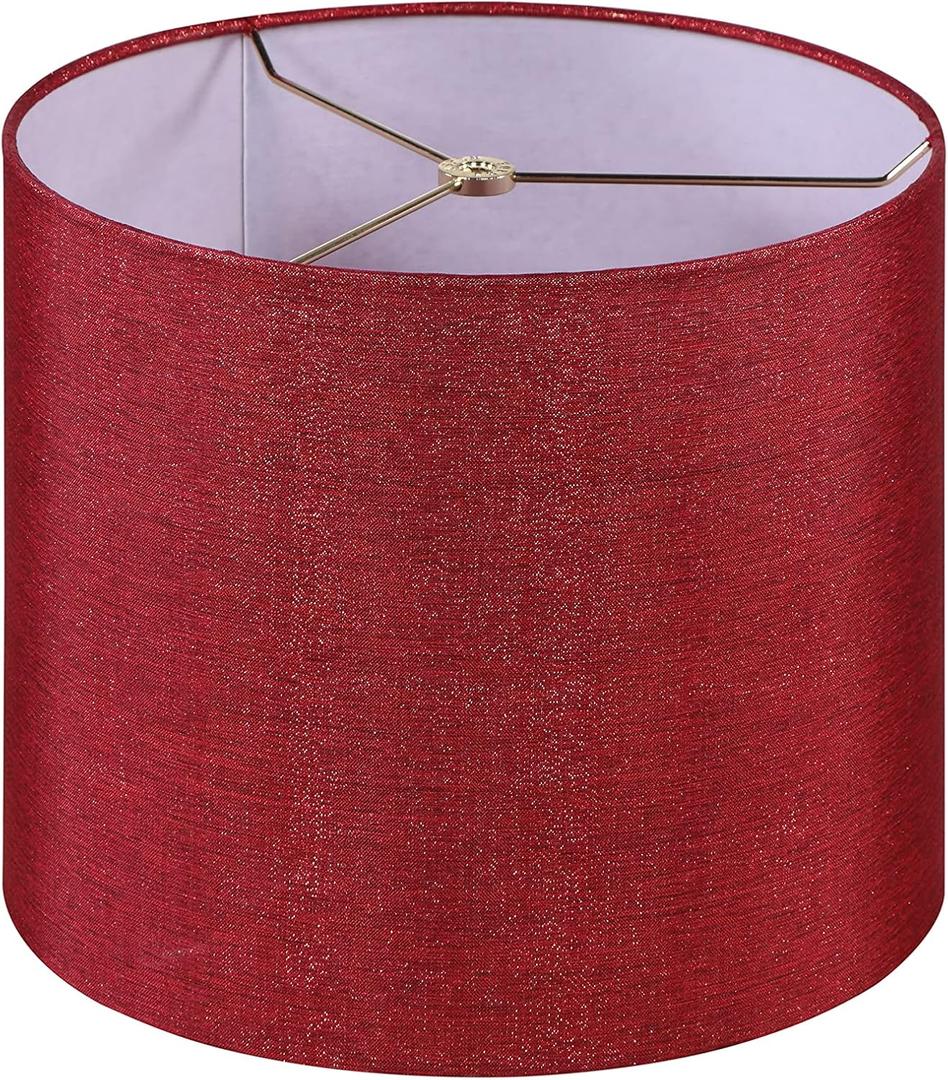 Aspen Creative 31107 Transitional Drum (Cylinder) Shaped Spider Construction Lamp Shade in Rich Red Burlap Texture Fabric, 12" Wide (12" x 12" x 10")