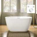 WOODBRIDGE 48" Acrylic Freestanding Bathtub Contemporary Soaking Tub, White Acrylic(Chrome Drain/Overflow),BTA1703-C-Drain&O
