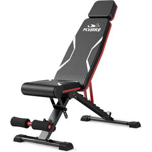 FLYBIRD Adjustable Weight Bench Fits up to 6'5'', 750LBS Capacity for Full Body Workout, 27LBS Sturdy Foldable Bench Press for Home Gym, 5X Stable Lifting Bench Incline Decline Flat Dumbbell Exercise (Black)