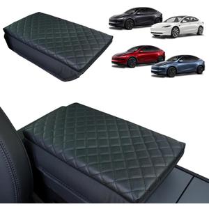 Center Console Armrest Cover for 2025 2026 Tesla Model Y Juniper & 2024-2026 Tesla Model 3 Highland for 2025 2026 Model Y/Model 3 Accessories Leather Panel Stain-Resistant Reduce-Fatigue