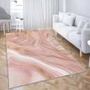 Ansouyi Non-Slip 5x7 ft Area Rugs, Washable Rug Carpet for Living Room, Pink with Gold Abstract Liquid Marble Home Decor Rugs for Game Room Classroom Bedroom Dining Kindergarten Room