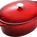 Vivicreate 9.6 QT enamel cast iron dutch oven, red gradient color,cast iron pot (9.6 QT)